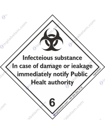 Sınıf 6.2: Infecteious substance In case of damage or ieakage immediately notify Public Healt authority