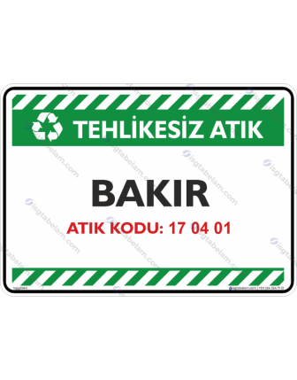 Bakır Atık Kodu: 17 04 01