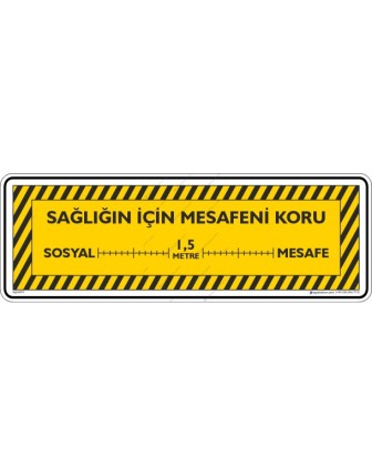 Sağlığınız için Sosyal Mesafeni Koru Yer Etiketi