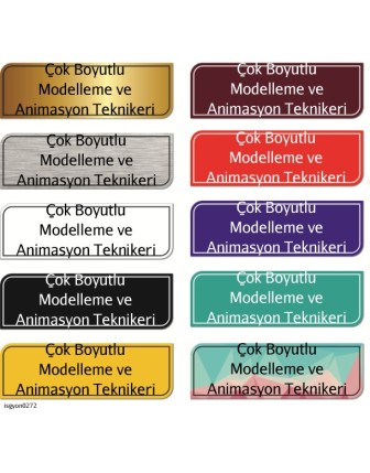 Çok Boyutlu Modelleme ve Animasyon Teknikeri Kapı İsimliği