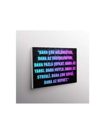 Daha Çok Gülümsüyor,Daha Az Endişeleniyor. Daha Az Endişeleniyor. Daha Fazla Şefkat,Daha Az Yargı.Daha Mutlu,Daha Az Stresli. Daha Çok Sevgi,Daha Az Nefret.