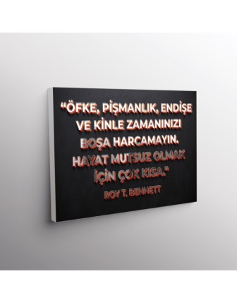 Öfke, Pişmanlık, Endişe ve Kinle Zamanınızı Boşa Harcamayın. Hayat Mutsuz olmak için Çok kısa. (Roy T. Bennett)